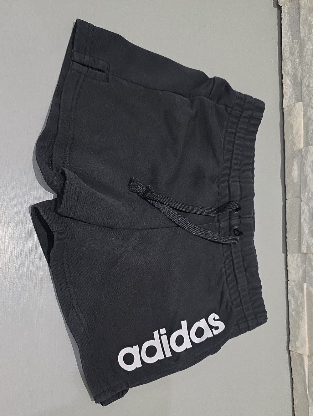adidas Black Athletic Shorts with White Logo